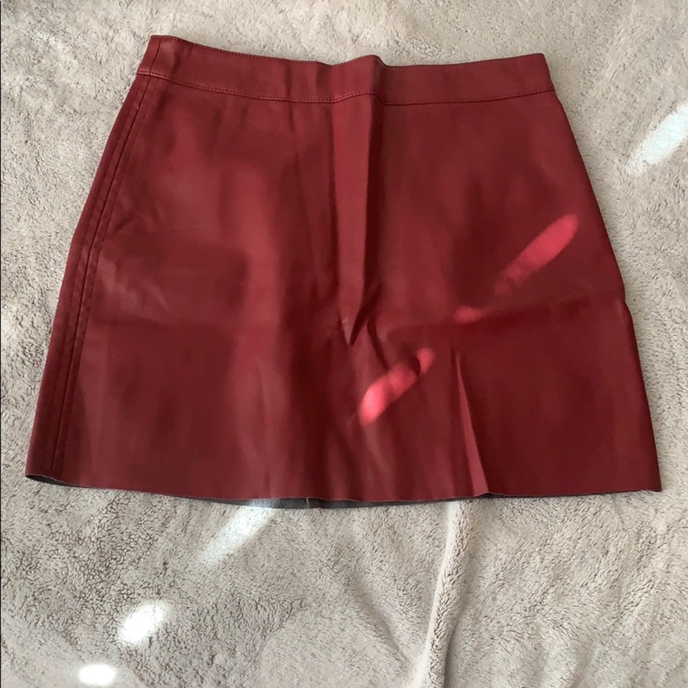 Burgundy faux leather skirt